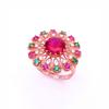 Russian Purple Gold European And American Luxury Color Red Zircon Flower Rose Gold Plated Large Flower Ring Women