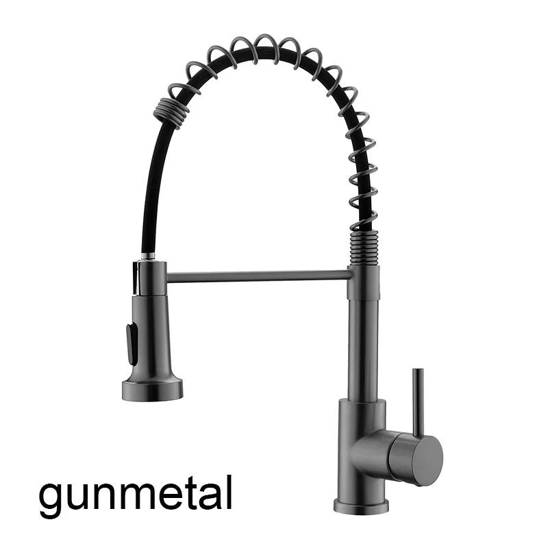 Brushed Gold Pull Down Kitchen Sink Faucet Brushed Gold Swivel Spout Kitchen Tap Hot And Cold Water Kitchen Mixer