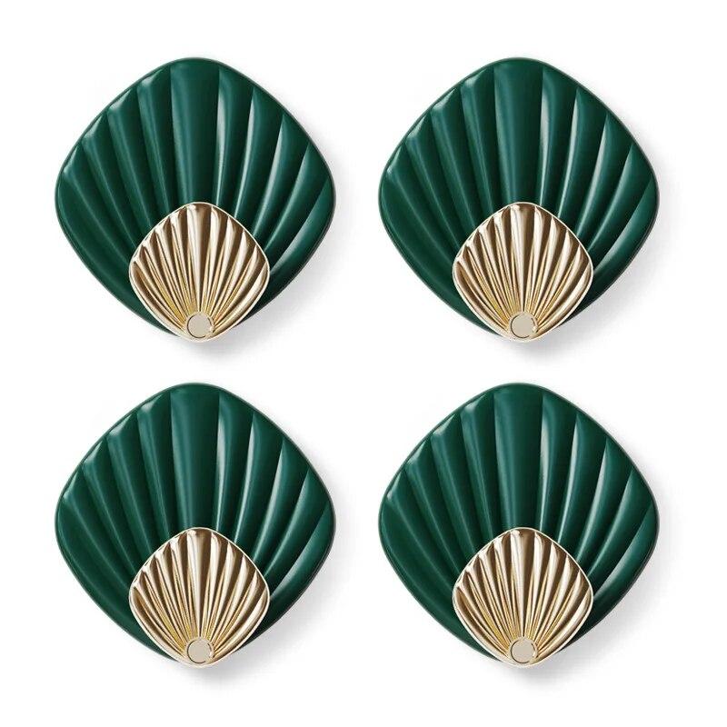4Pcs Creative Sea Shell Shape Wall Hanging Hook Punch-free Self Adhesive Hook Bathroom Kitchen Wall-mounted Sticky Hook