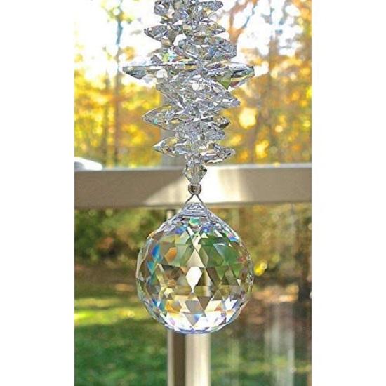 Sparkling K9 Crystal Glass Crystal Car Hanging Rainbow Suncatcher Beautiful Balcony Garden Hanging Ornament A6