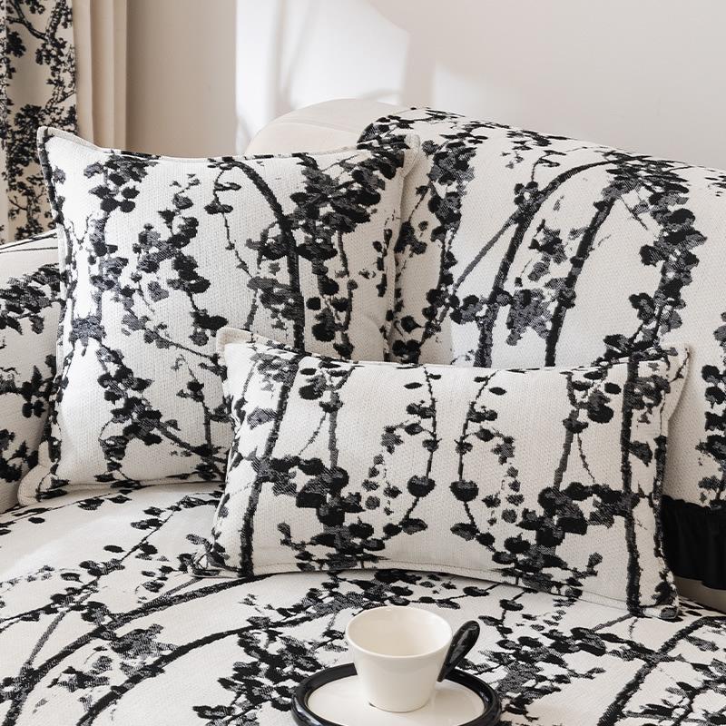 Chinese Retro Ink Painting Tree Branch Sofa Cushion New Living Room Light Luxury Non-Slip Sofa Seat Cushion Home Sofa Cover