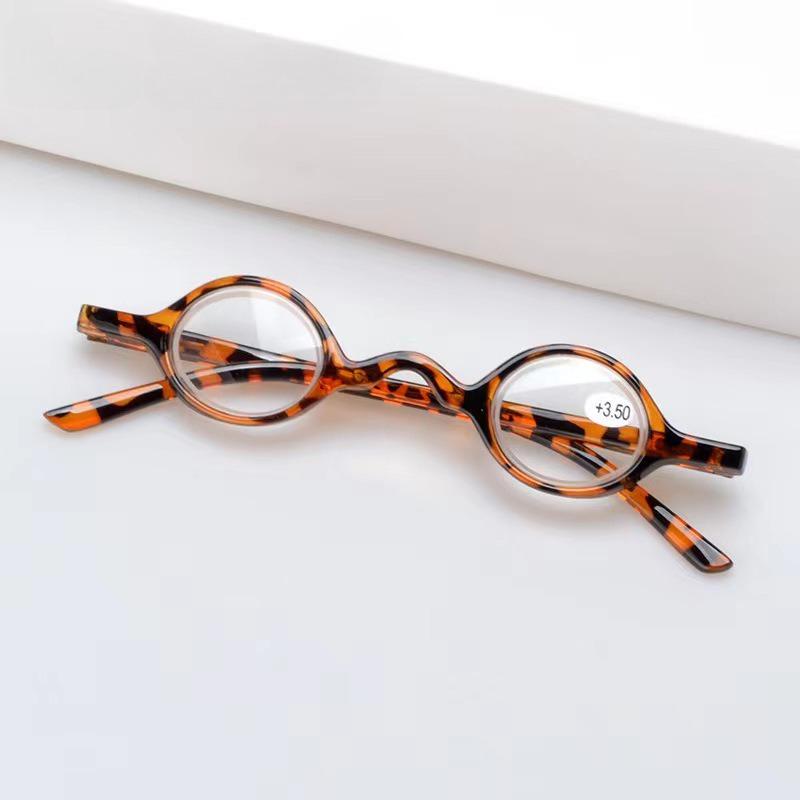 Small Round Frame Reading Glasses with Personalized Mini Retro Style for Men and Women, Fashionable Spring Leg Reading Glasses