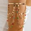 Resort Wind Open Arm Bracelet Punk Style Metal Hanging Chain Tassel Arm Ring  Vacation Style