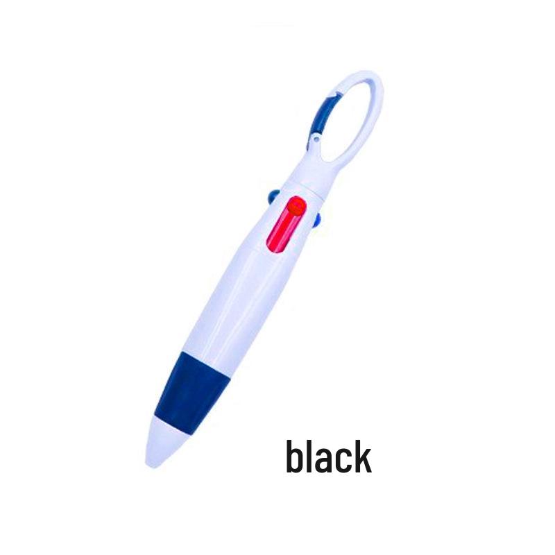Student Press Carabiner Multi-Color Ballpoint Pen - Portable Four-Color Marker Pen Bullet Tip 0.5mm чёрный