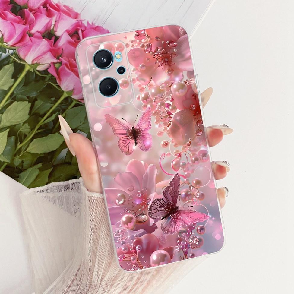 For Realme 9i 4G Case RMX3491 Transparent Cute Cat Fashion Butterfly Funny Painted Casing For Real me 9i 4G Cover