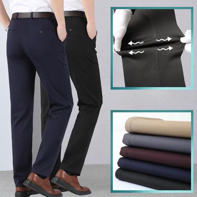 Mode einfarbige Hosen Herren Sommer dünne Abschnitt Business Casual Anzughose lose gerade große Größe elastische Hose