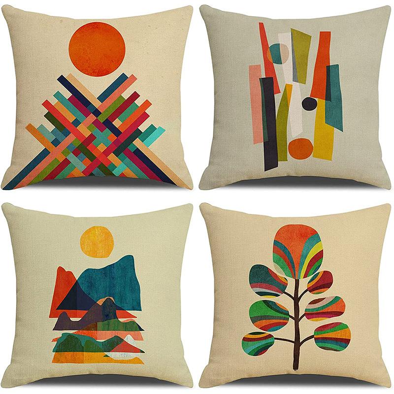 Popular Simple Abstract Geometric Pillow Case Nordic Morandi Home Sofa Car Cushion Cover