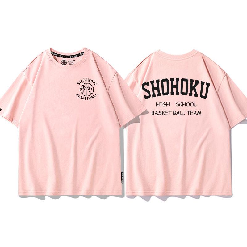 Cool anime Slam Dunk cartoon short-sleeved T-shirt for men summer front and back print loose clothes around Yukawa Kaede