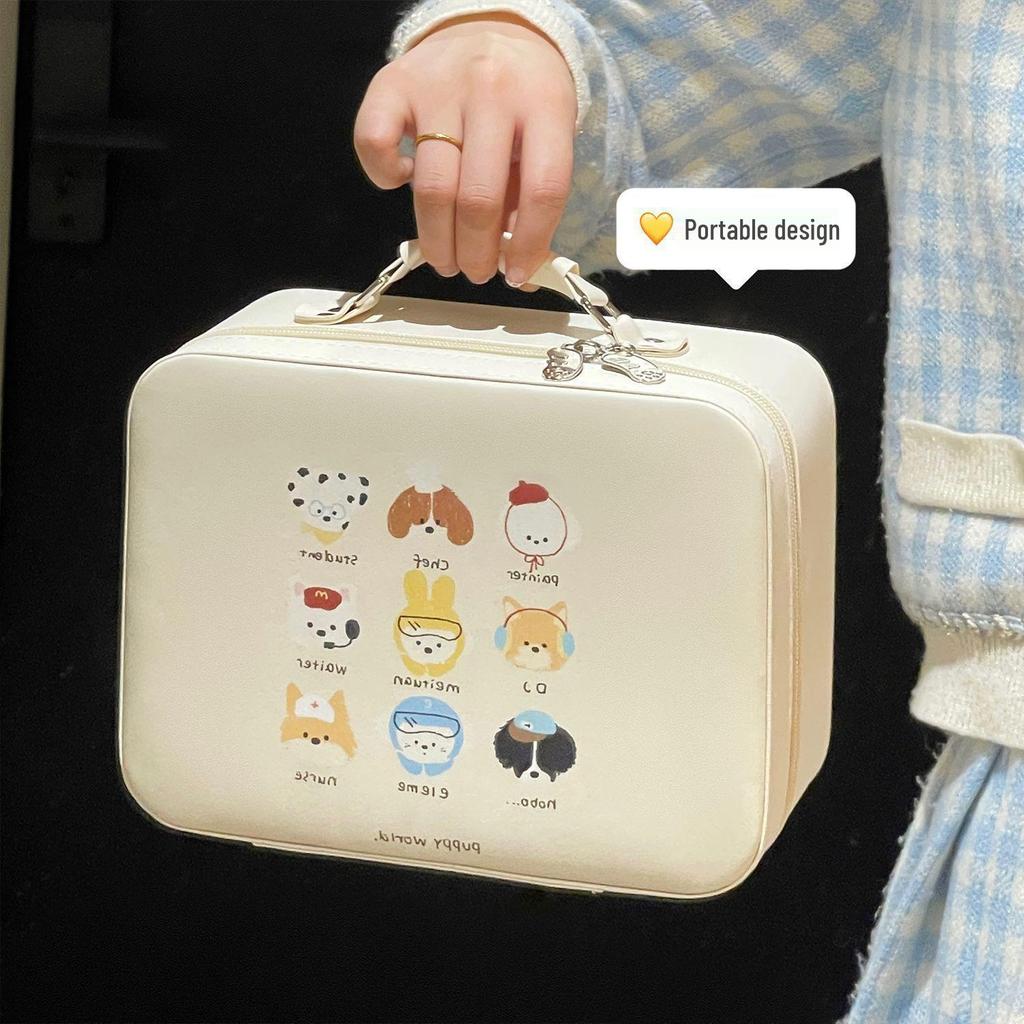 Large Capacity Cute Handbag Makeup Case with Mirror - Portable Travel Cosmetics Bag