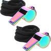 Stainless Steel Colorful Whistle With Lanyard Sports Referee Training Whistle