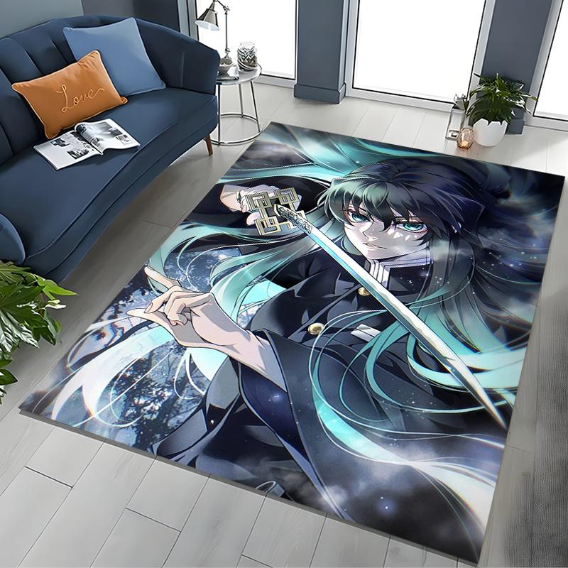 2026 New Retro D-Demon-Slayer Cartoon Gift Rug for Bedroom Living Room Sofa Home Doormat Decor , Kids Play Non-slip Floor Mat