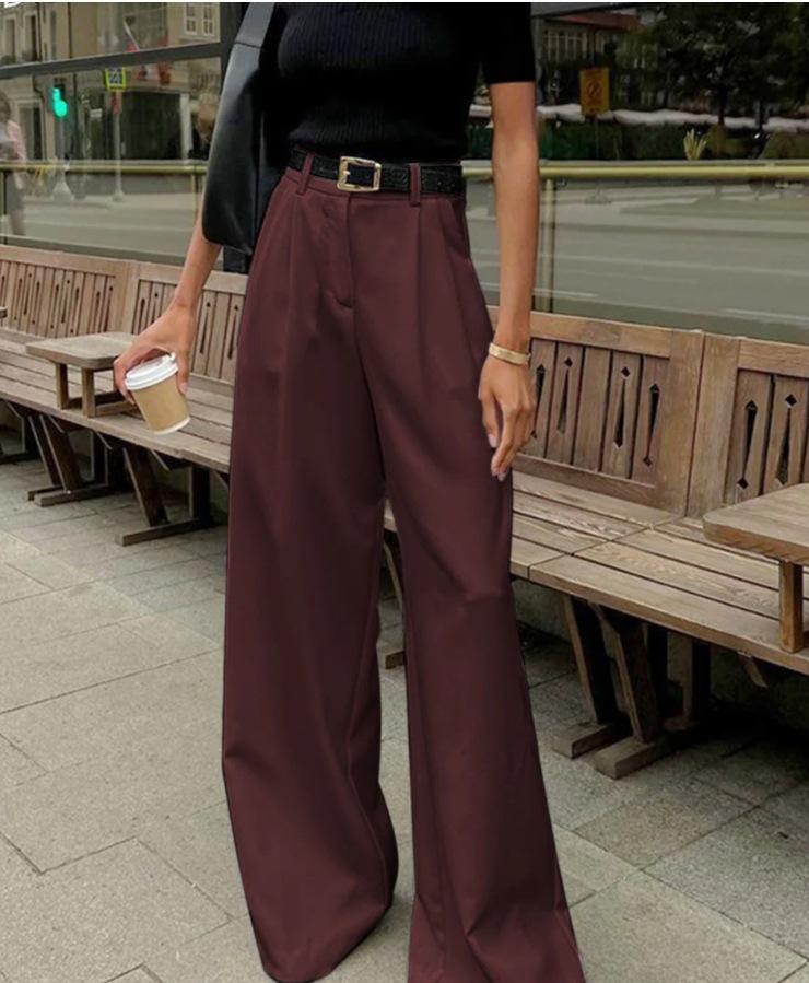 Women's Fashionable And Versatile High-waisted Casual Suit Pants, Loose And  Floor-length Pants
