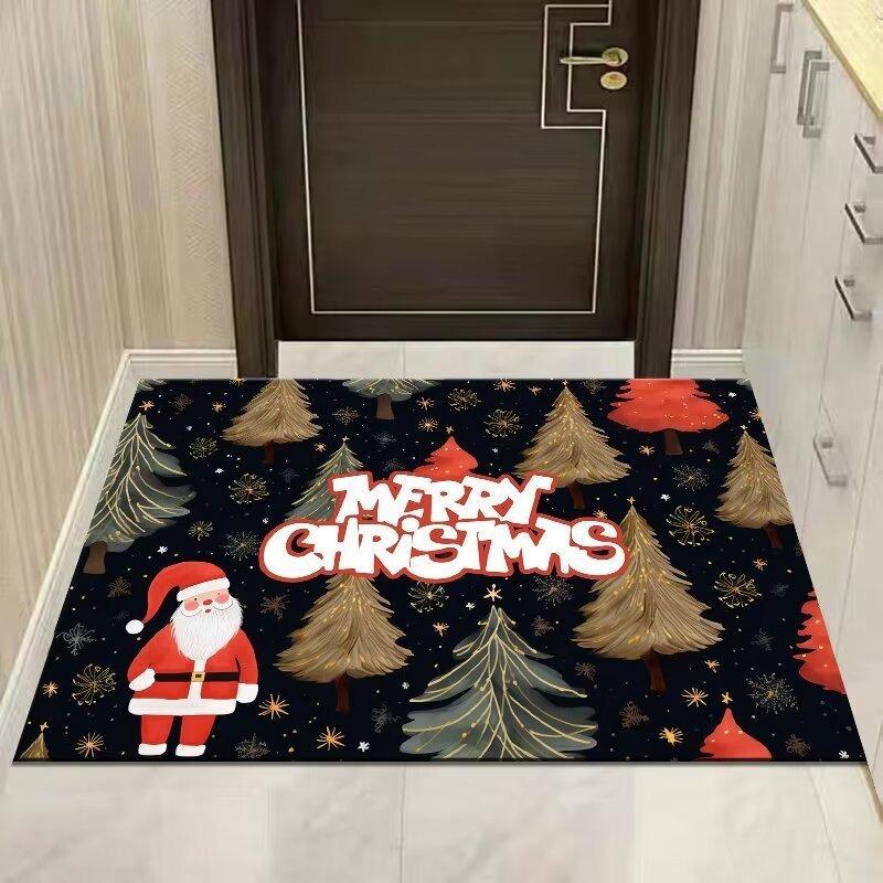 Christmas Santa Tree Snowflake Carpet Soft Non-slip Mat Rug for Living Room Entryway Home Decoration Durable Easy-Clean Decor