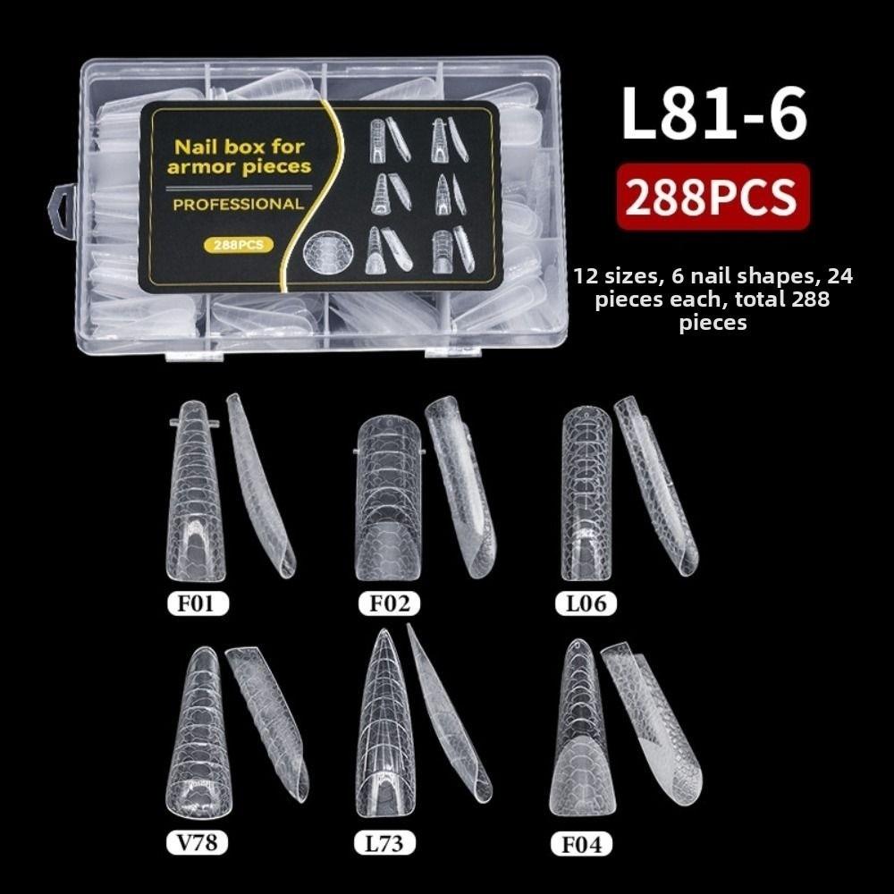 Mixed 12 Types Nail Tips Sets Clear Forms Ultra-Thin French Nail Molds Acrylic Pointed/Trapezoidal Nails False Nails