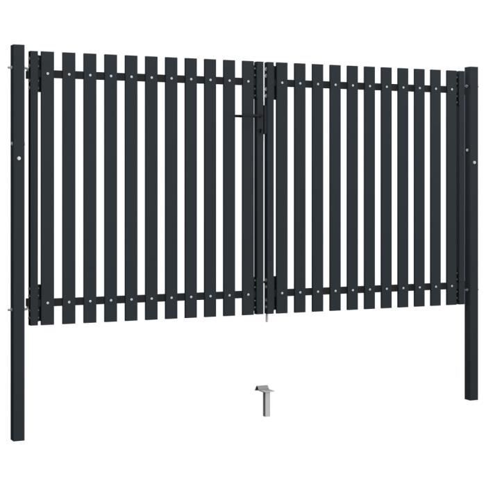 Portail de clôture - vidaXL - Double porte - Acier enduit de poudre - 306x220 cm - Anthracite