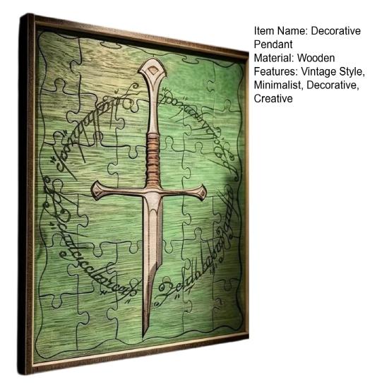 Storytelling Wall Hanging Art Personalized Broken Blade Puzzle, Vintage Medieval Wooden Puzzle Framed Creative Garden Balcony Decoration Decor,