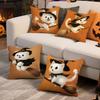 Witch Dog Cat Riding Broom Pillowcase Printed Polyester 45X45Cm Throw Pillowcover Decorative Sofa Cushion Pillowslip Home Decor