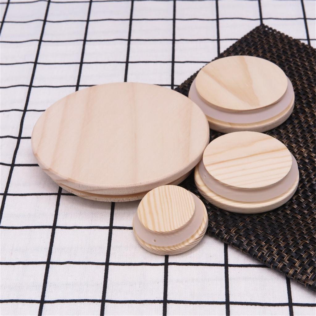 Candle Cup Glass Bottle Wooden Cover  Solid Wood Cover Wooden Storage Bottle Ceramic Jar Wooden Cover
