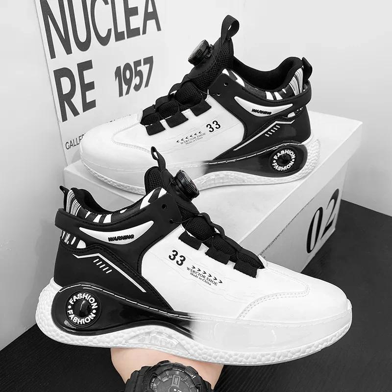 Fashion Men's PU Leather Waterproof Sneakers Casual Sports Shoes Men Lightweight Breathable Flat Non-slip Tenis Shoes Zapatillas Hombre