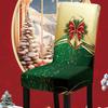 Non Slip Christmas Dining Room Chair Covers Stretchy Washable Xmas Printed Chair Slipcover Protector for Holiday Party Decor