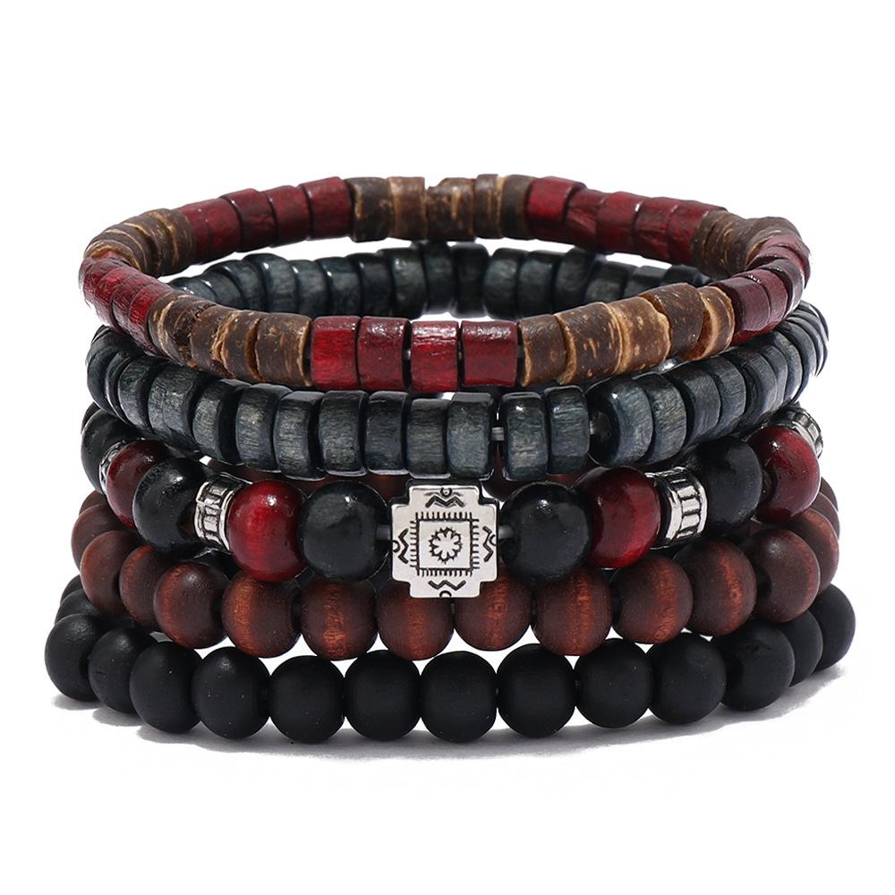 Men's Fashion Retro DIY Multi layer Elastic Thread Coconut Shell Wood Bead Bracelet Suitable for Date, Party, Festival Gifts