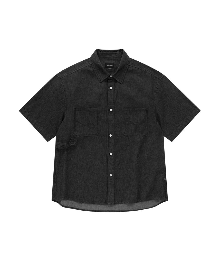 COVERNAT Work Denim Half Shirt Black