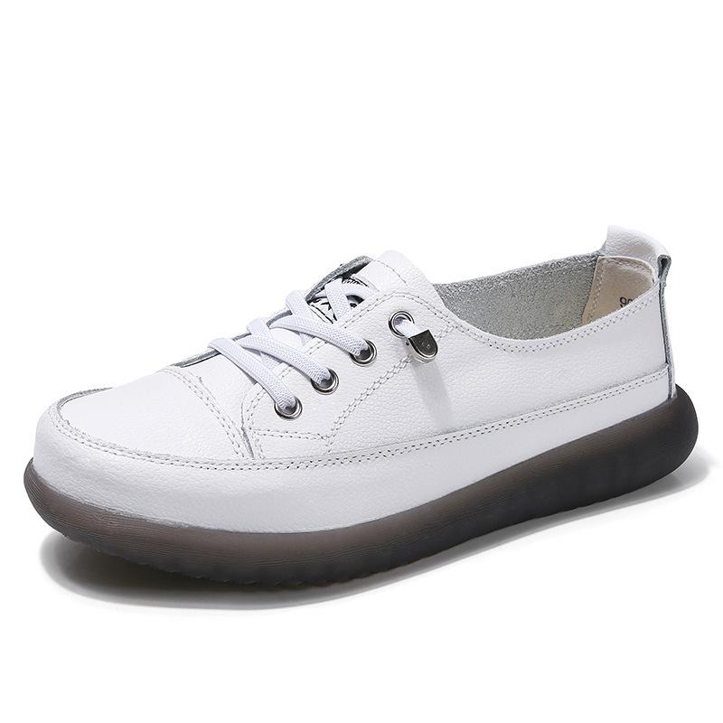 2022 White Soft Sole Low-Cut Casual Leather Sneakers - Trendy Korean Style for Spring and Autumn