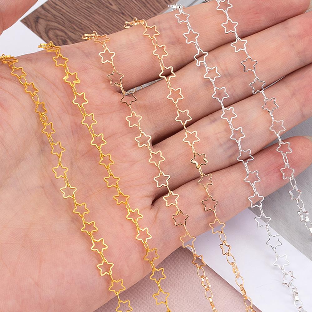 1Meter 3.2mm Necklace Heart Star Chain Gold Color Copper Link Chains Bracelet for Jewelry Making DIY Handmade Craft Wholesale