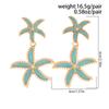 Fashionable Alloy Blue Color Starfishes Drop Earrings Flower Pendant Piercing Ear Accessory for Parties and Gatherings