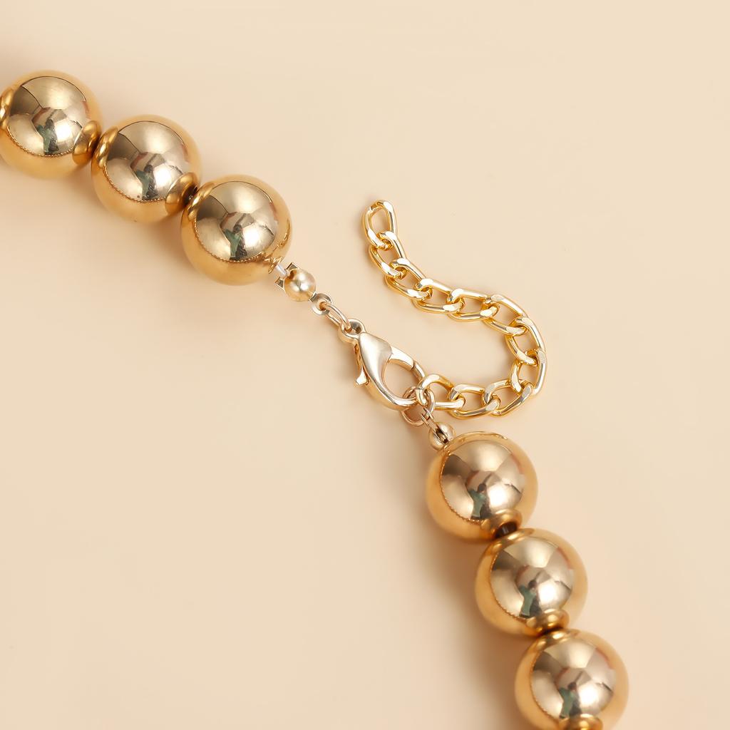 European and American exaggerated geometric round bead neck chain female versatile Necklace hot-selling CCB beaded love necklace female