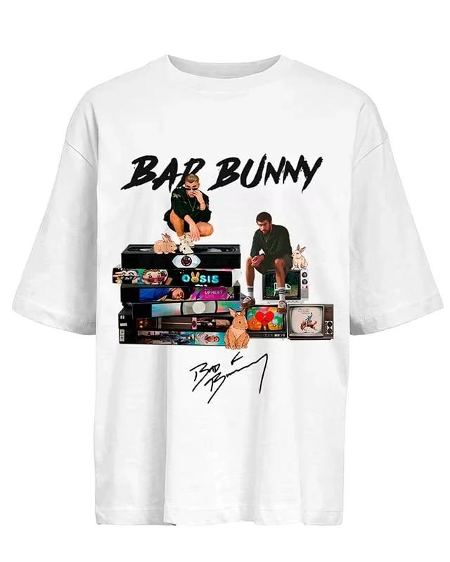 2026 Bad Bunny Printed TShirt Unisex Y2K Heavyweight Cotton Street Harajuku Style High Quality Casual Top Tshirt