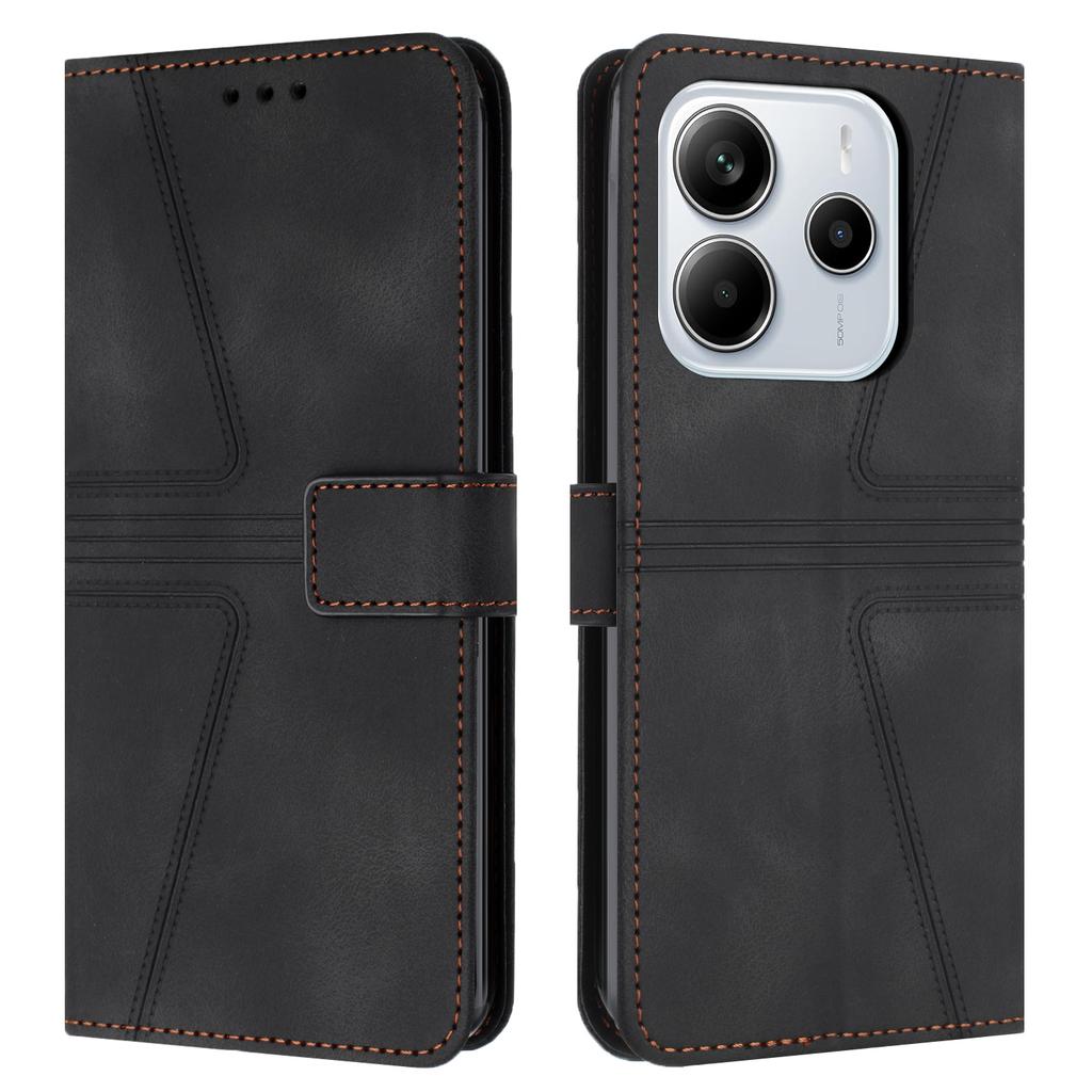 For Xiaomi Redmi Note 14 4G (163.25mm) Case Triangle Imprinted Anti-Scratch Phone Wallet Cover