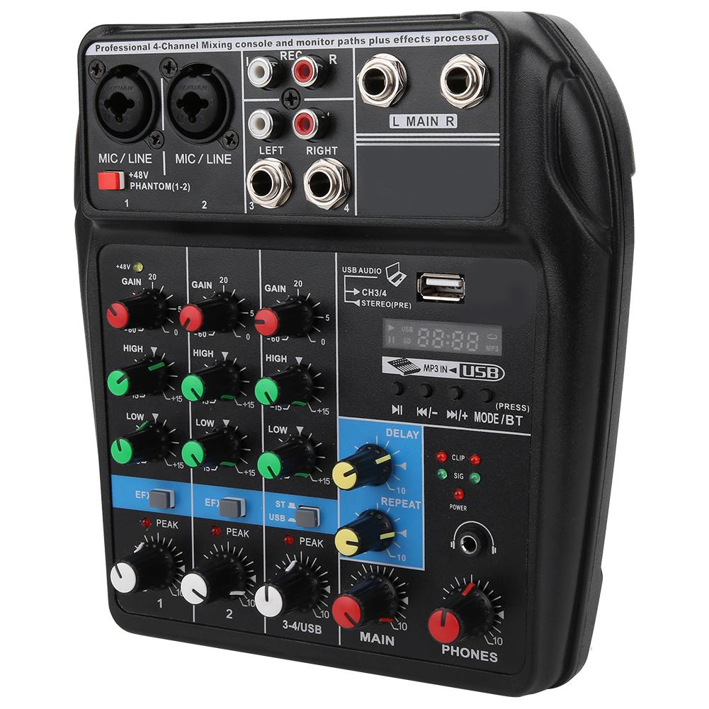 4 Channel Music Console Mixer Sound Mixing for Bluetooth USB Home Production K Songs