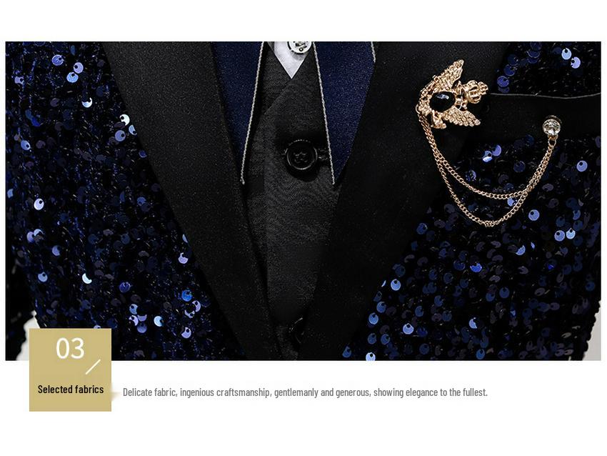 Smoching frumos pentru băieți: Set Costum cu Paiete pentru Spectacole și Podiumuri