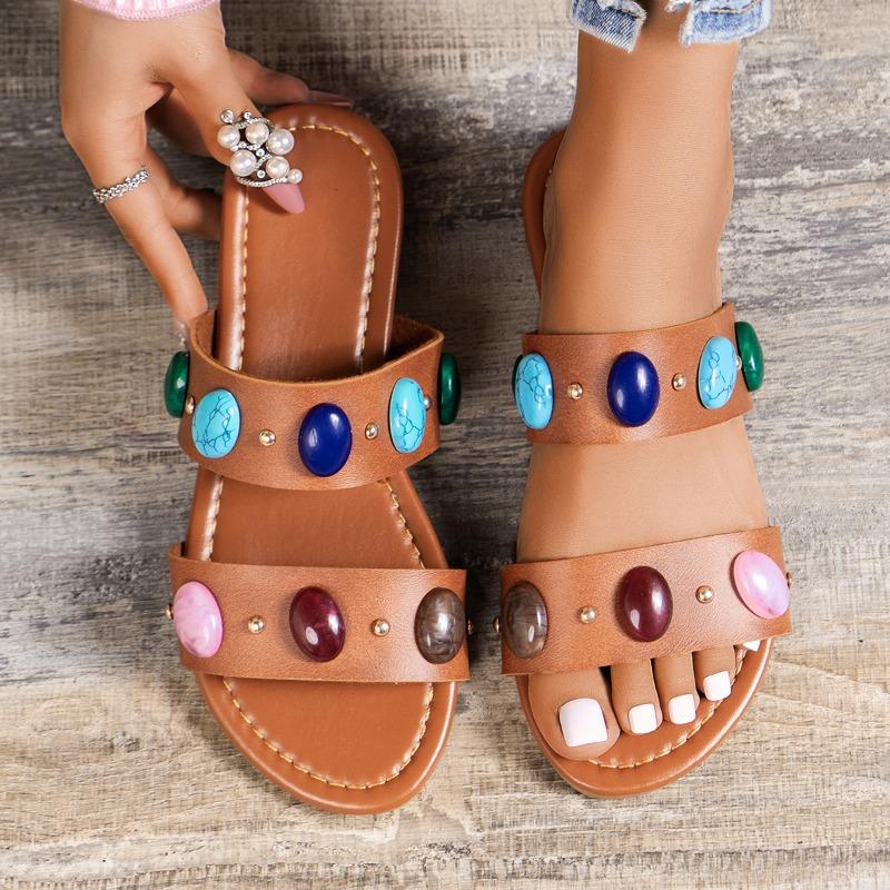 Women's Summer Soft-soled Slippers Flat-soled Comfortable and Durable Cute Cartoon-shaped Open-toe Slippers