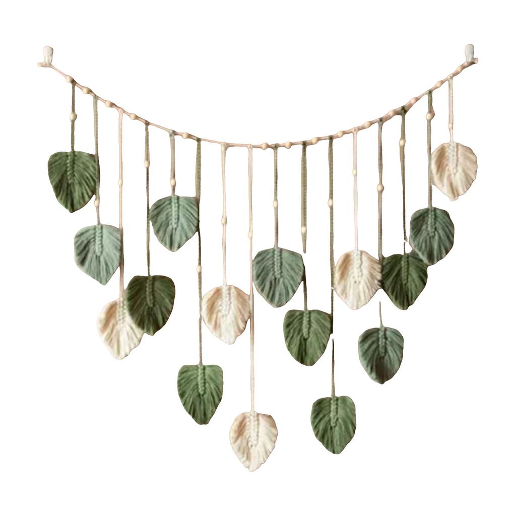Side Wall Hangings Leaf Woven Tapestries Feather Tassels Bohemian Wall Decorations Leaf Art Decorations Wooden Beaded Garland