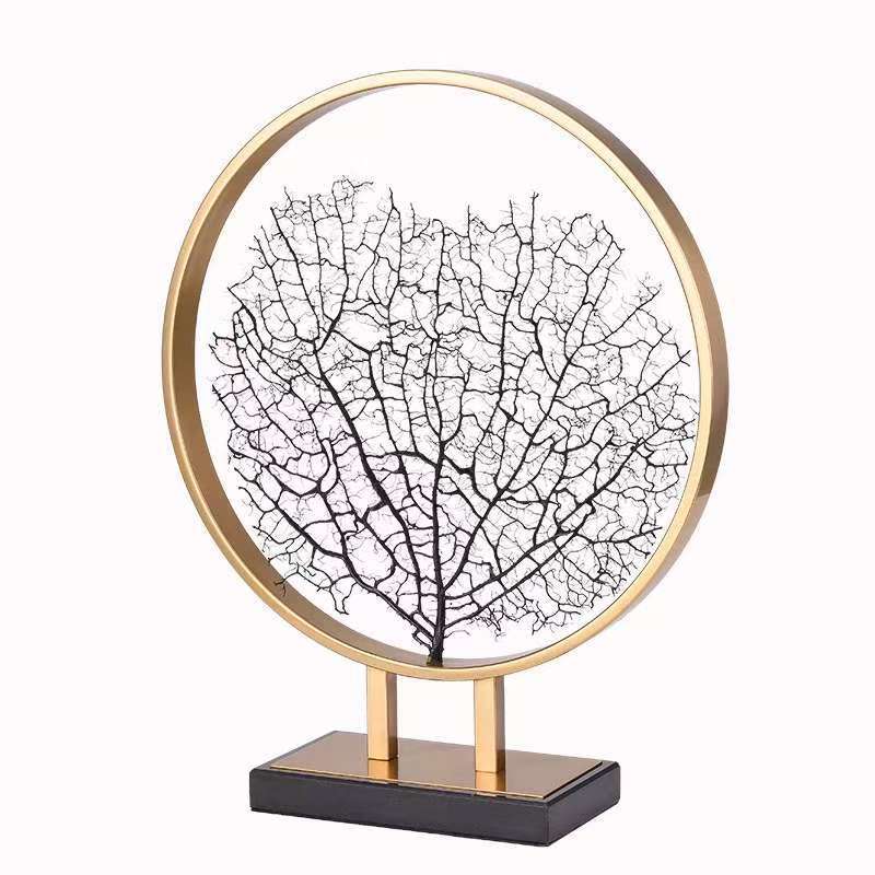 Metal Handicrafts Artificial Plants Tree Trunk Statue Branch Decorative Figurines Geometric Ring Home Decoration Accessories
