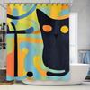 Creative Cat Print Shower Curtain Waterproof Bathroom Decor for Children's Bathrooms Blue Yellow Orange Abstract Design 72 X 84