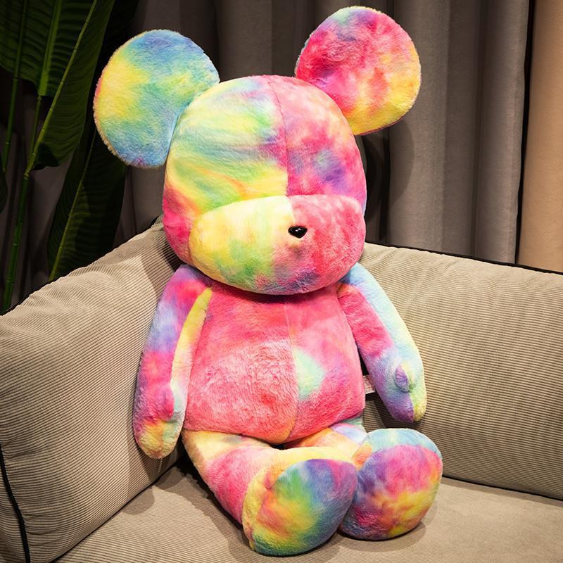 Kleurentrend Gewelddadige Beer Pluche Speelgoed Schattig Regenboog Teddybeer Kussen Slaapkamer Bank Decoratie Verjaardagscadeau voor Kinderen 34cm gray