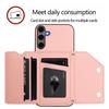 For Samsung Galaxy S25+ Case Card Holder Kickstand Skin-Touch Phone Cover with Wrist Strap