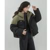 Chaqueta de plumón mujer moda con capucha colores contrastantes holgada engrosada cálida chaqueta corta