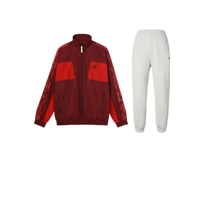 

Adidas Ретро воротник-стойка двусторонний цветной блок логотип длинный рукав манжеты брюки повседневный спортивный костюм унисекс костюм IV7602+-HC0270 M