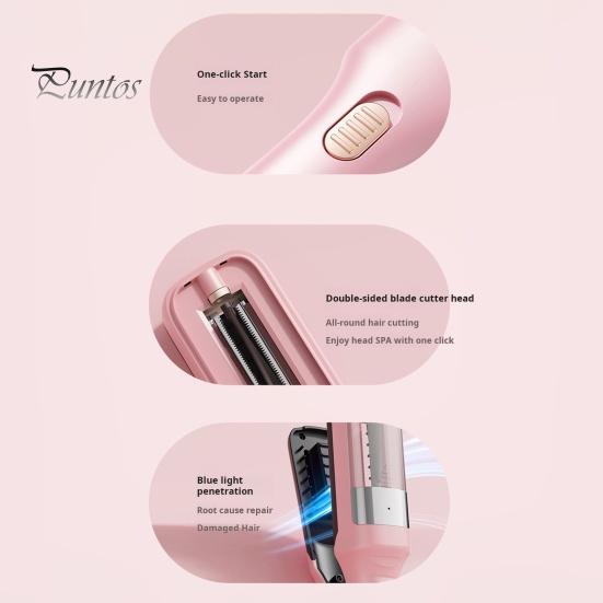 2-In-1 Hair Ends Trimmer Type-C Rechargeable Cordless Handheld Split Hair Remover Portable Multi-function Women Dry Damaged Hair Removal Device