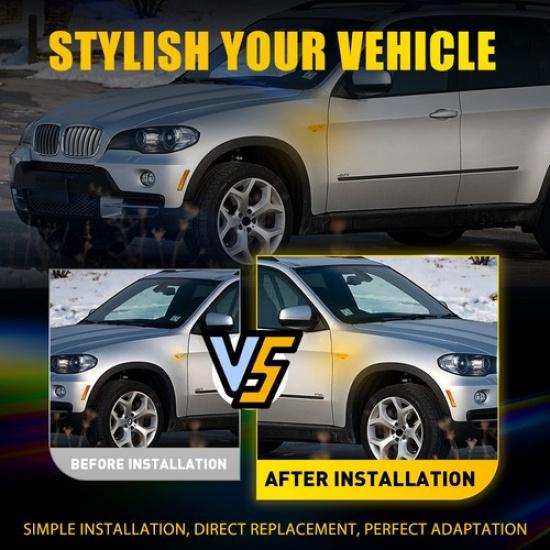 Dynamic Amber Fender Smoked LED Side Marker For X5 Lights BMW E70 2006-2010