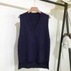 Chic V-neck Knitted Vest Womens Sweater Autumn And Winter New Loose Pullover Sweater Vest Casual Warm Sleeveless Sweaters 11810