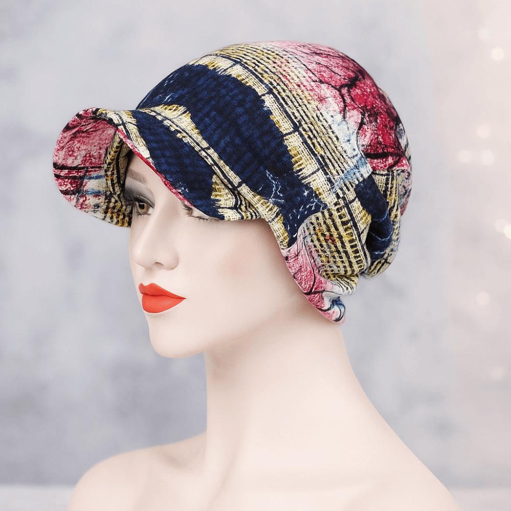 Print Design Hair Loss Cap Comfortable Visor Cap Slouch Design Chemo Caps  Head Scarf