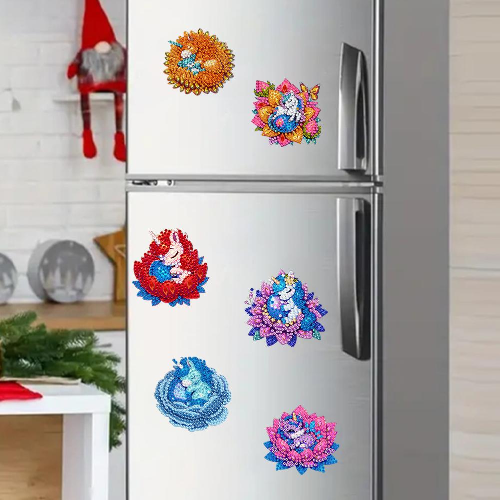 6 Stück Diamantmalerei Kühlschrankmagnete Diamantkunst-Sets Diamantmalerei Magnete DIY Kunsthandwerk für Erwachsene Kinder Anfänger