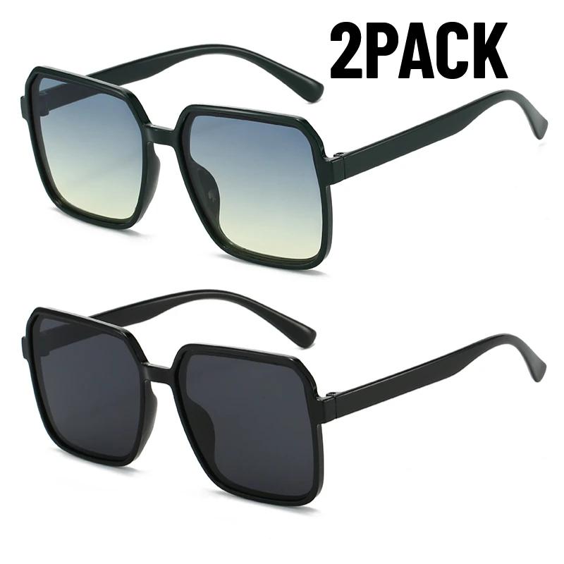 1/2PACK Black Square Oversized Sunglasses Women Big Frame Sun Glasses Unisex Gradient Hip Hop Shades