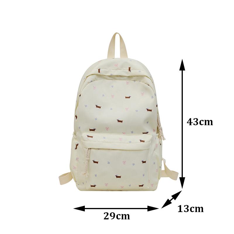 Cute Printed Puppy Dachshund College Style Backpack Student Schoolbag Portable Large Capacity Travel Shoulder Bag
