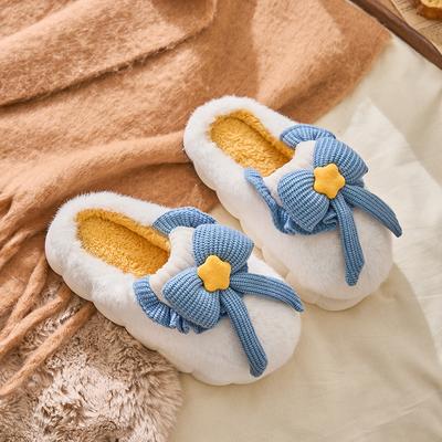 Non-slip Cotton Slippers Winter Home Cold Half a Pack Cute Bow Warm Slippers Cotton Winter
